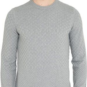 Ben Sherman - Crew-Neck Sweater - Men - Grey Check Knit Sweater for Men SzXXL